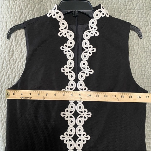 Vince Camuto Black Mandarin Collar Sleeveless Preppy Shift Dress 10 Old Money - Picture 5 of 6